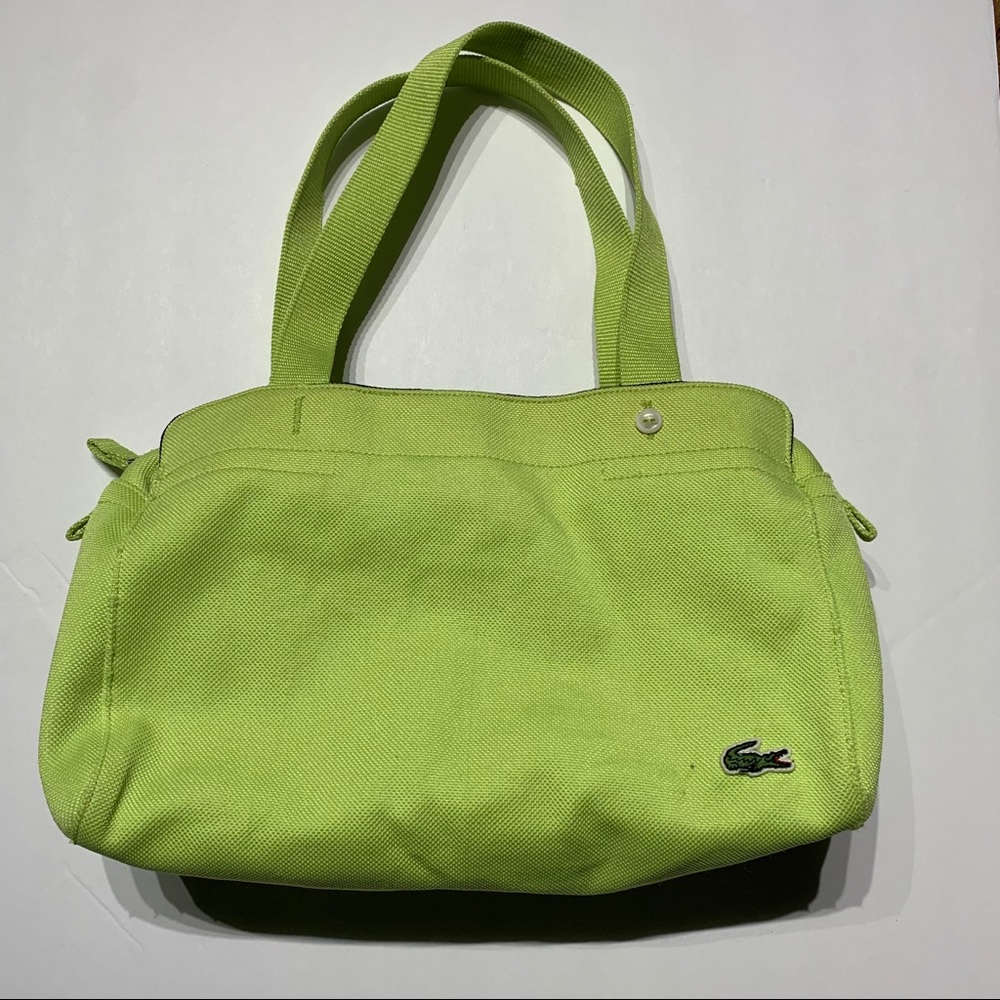 Lacoste Lime Green Canvas 3 Pocket Bag